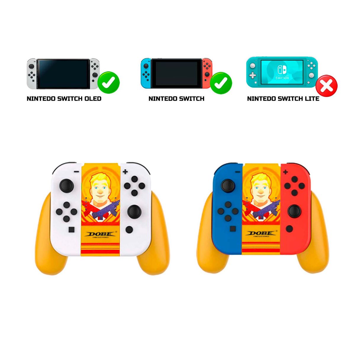 DOBE - Handgrip Joy Con Para Nintendo Switch Fat y Oled Amarillo