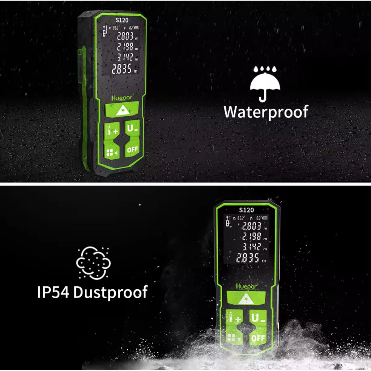 HUEPAR - Medidor de distancia Láser Huepar S120 120m LCD Recargable