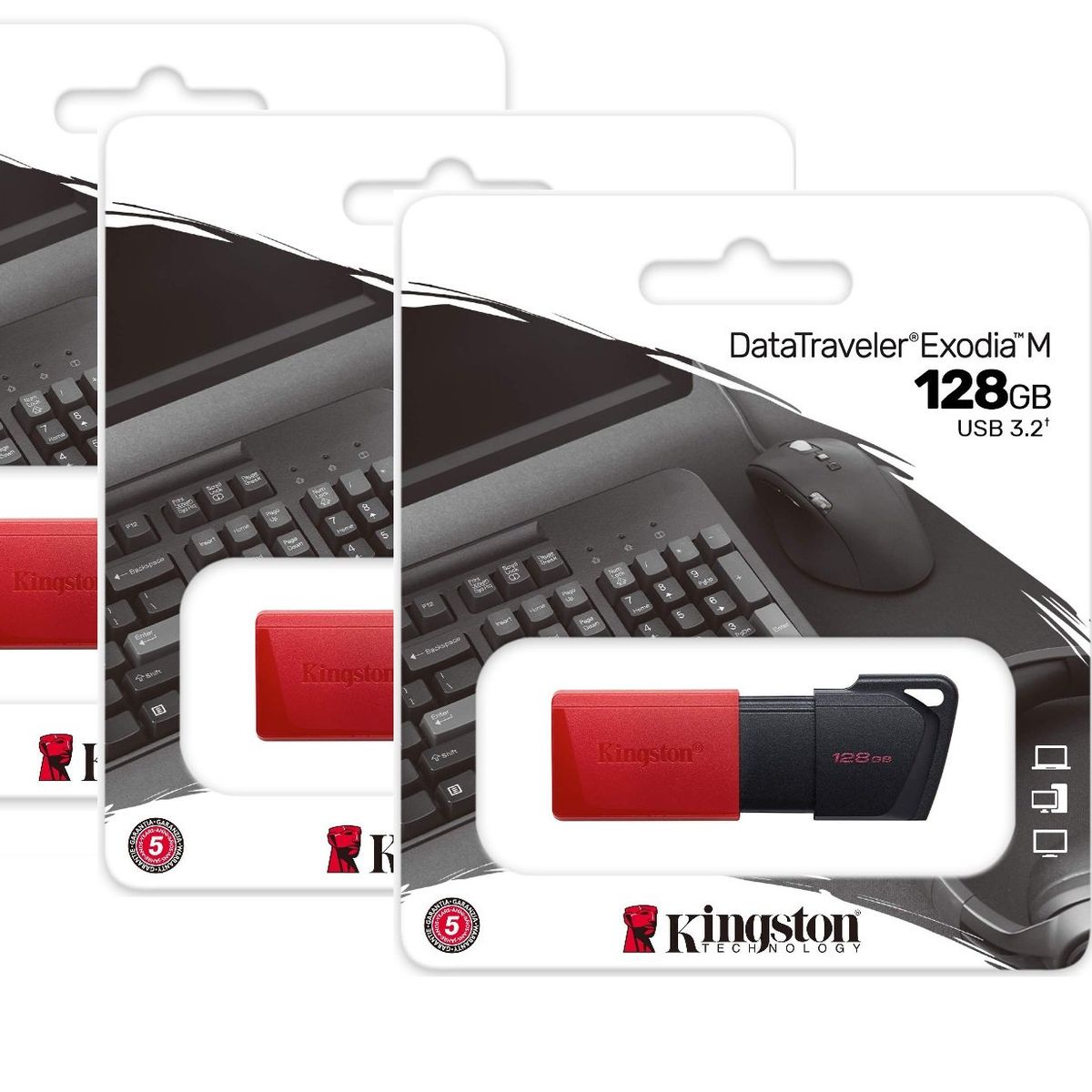 KINGSTON - PACK de 3 Memorias USB 128GB Kingston DataTraveler Exodia M