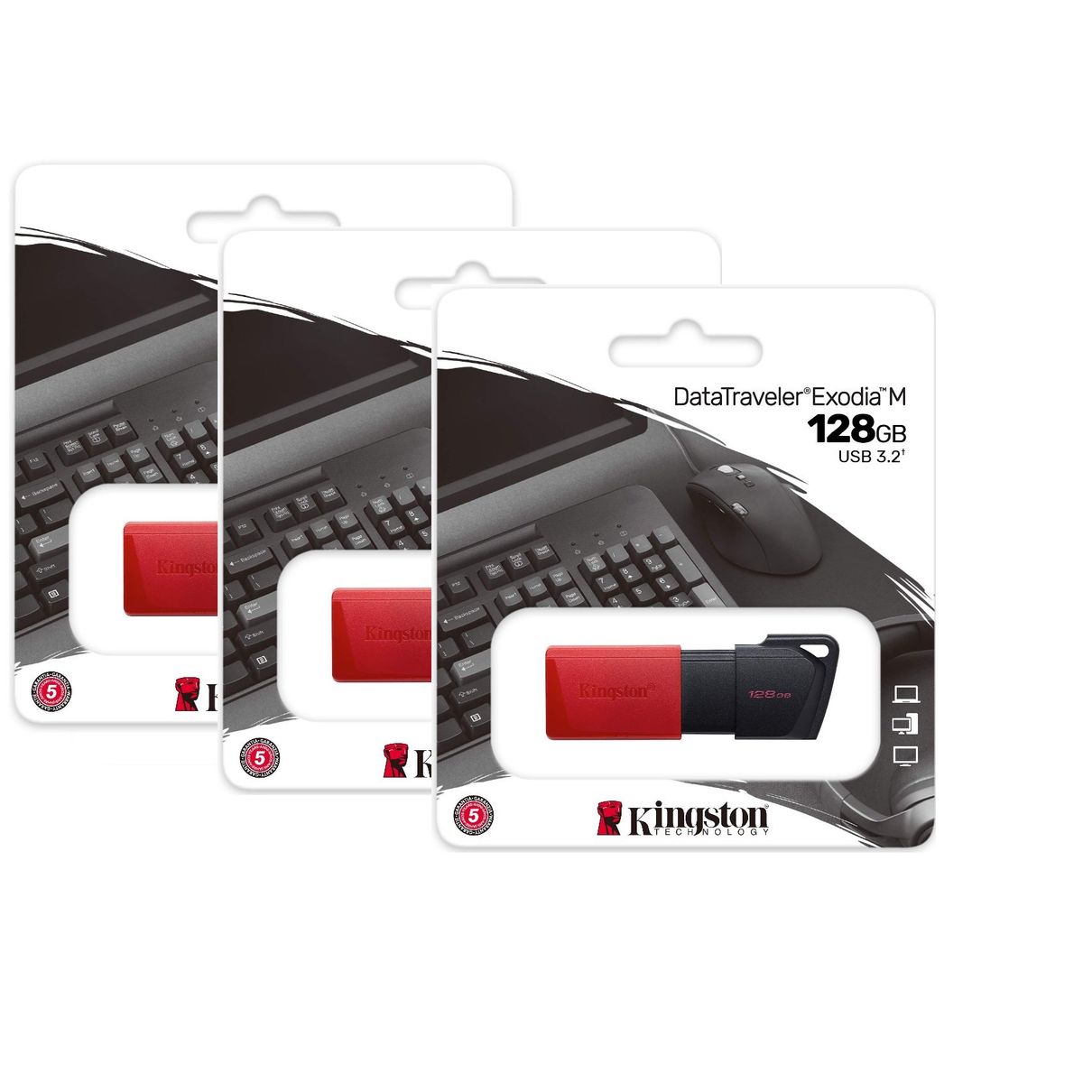 KINGSTON - PACK de 3 Memorias USB 128GB Kingston DataTraveler Exodia M
