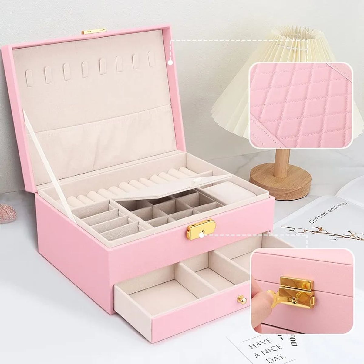 GENERICO - JOYERO MULTIFUNCIONAL, JOYERO 2 NIVELES DE GRAN CAPACIDAD