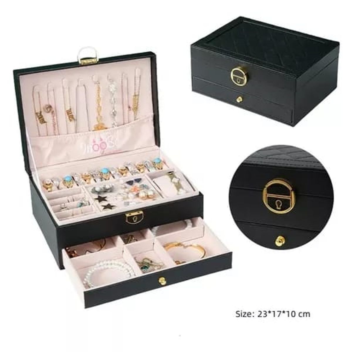 GENERICO - JOYERO MULTIFUNCIONAL, JOYERO 2 NIVELES DE GRAN CAPACIDAD