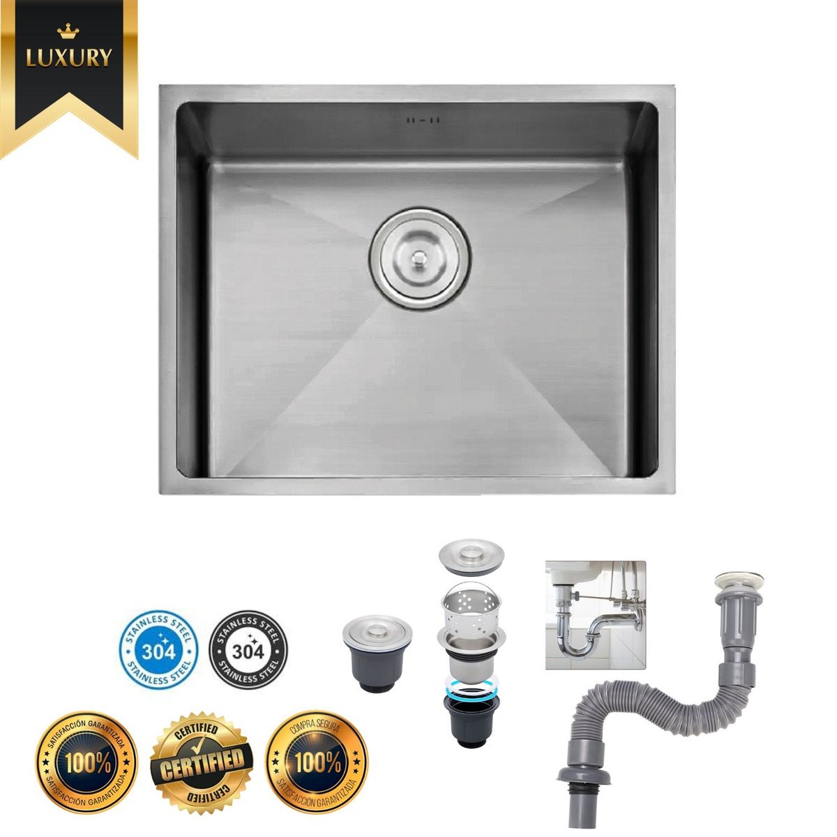 XM - Lavadero de Cocina de Lujo Acero Inox XM US-4640 Nano Gris