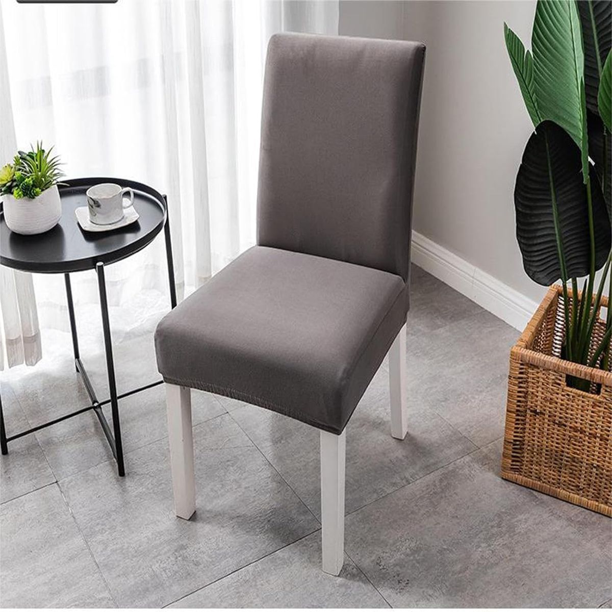 GENERICO - Funda de Sillas Pack 6und  Color Entero Gris