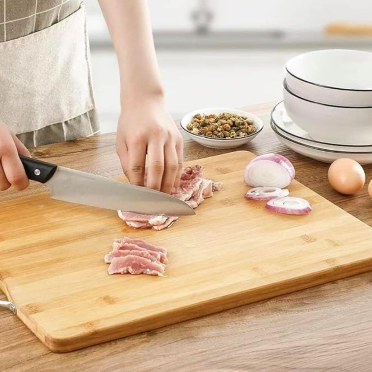 GENERICO - Tablas de Cortar y Picar en Madera Bambú 36 x 26 cm