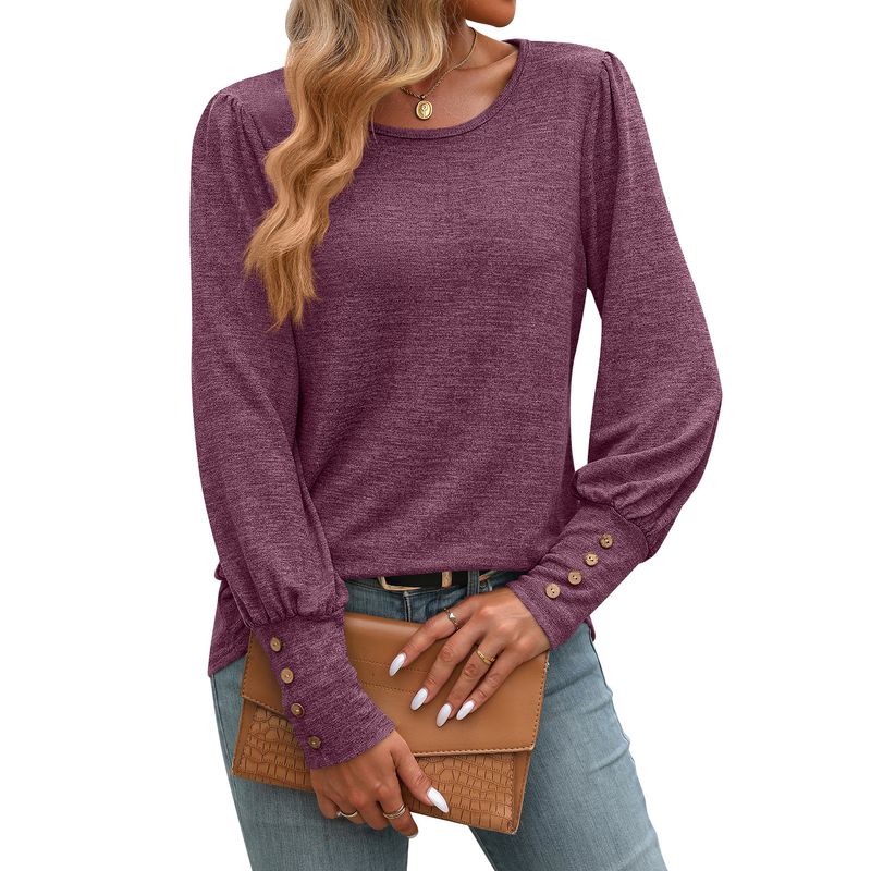 BLWOENS - Camiseta de manga larga de primavera y otoño para mujeres - Violeta