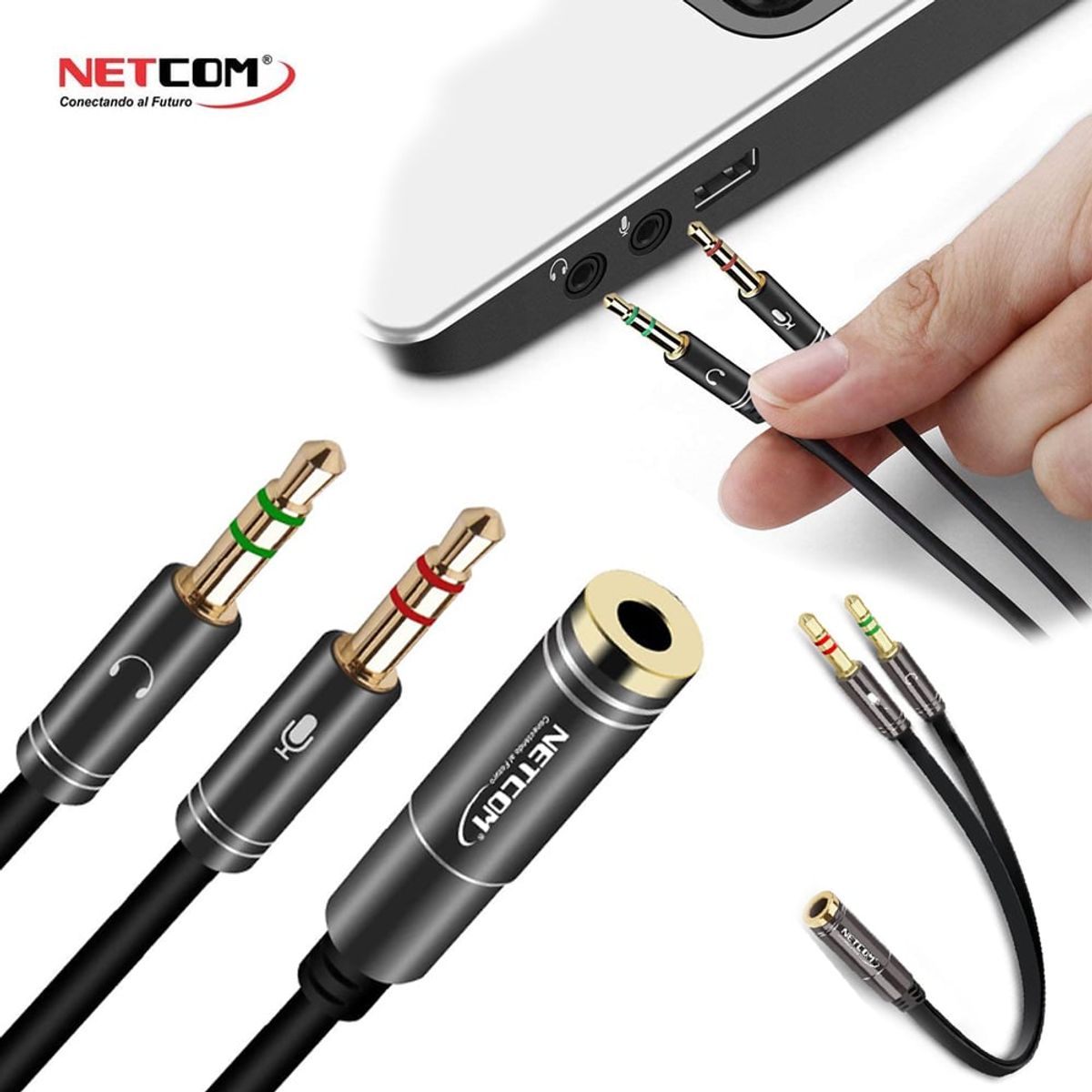 NETCOM - Cable De 2 Plug 3.5mm Estéreo A Jack 3.5mm Trrs - 252-143 Netcom