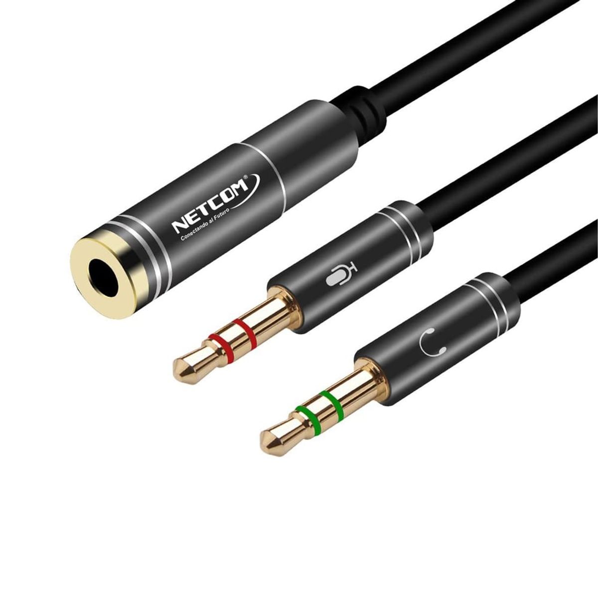 NETCOM - Cable De 2 Plug 3.5mm Estéreo A Jack 3.5mm Trrs - 252-143 Netcom
