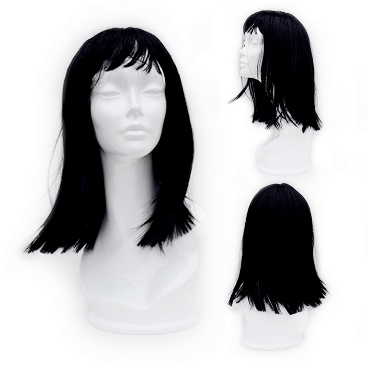 GENERICO - Peluca Artificial Semi Larga Recta Color Negro