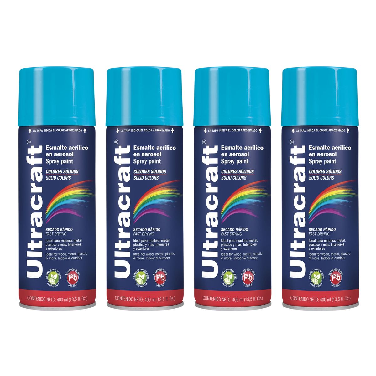GENERICO - Pintura spray color Azul Celeste x4 unidades Ultracraft