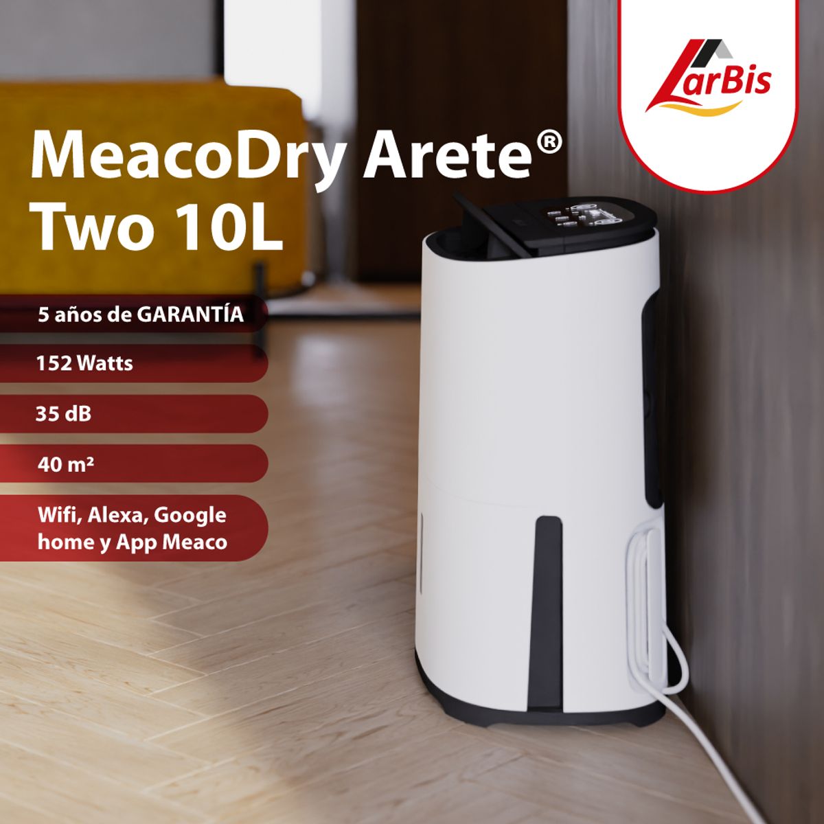 MEACO - Deshumedecedor MeacoDry Arete Two 10L - Purificador de Aire