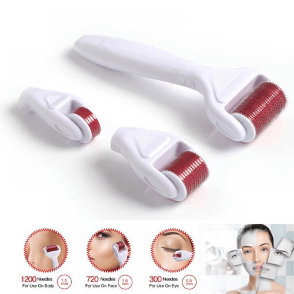 OEM - Derma Roller 4 En 1 Masaje Facial Con Micro Agujas Anti Edad Cabello