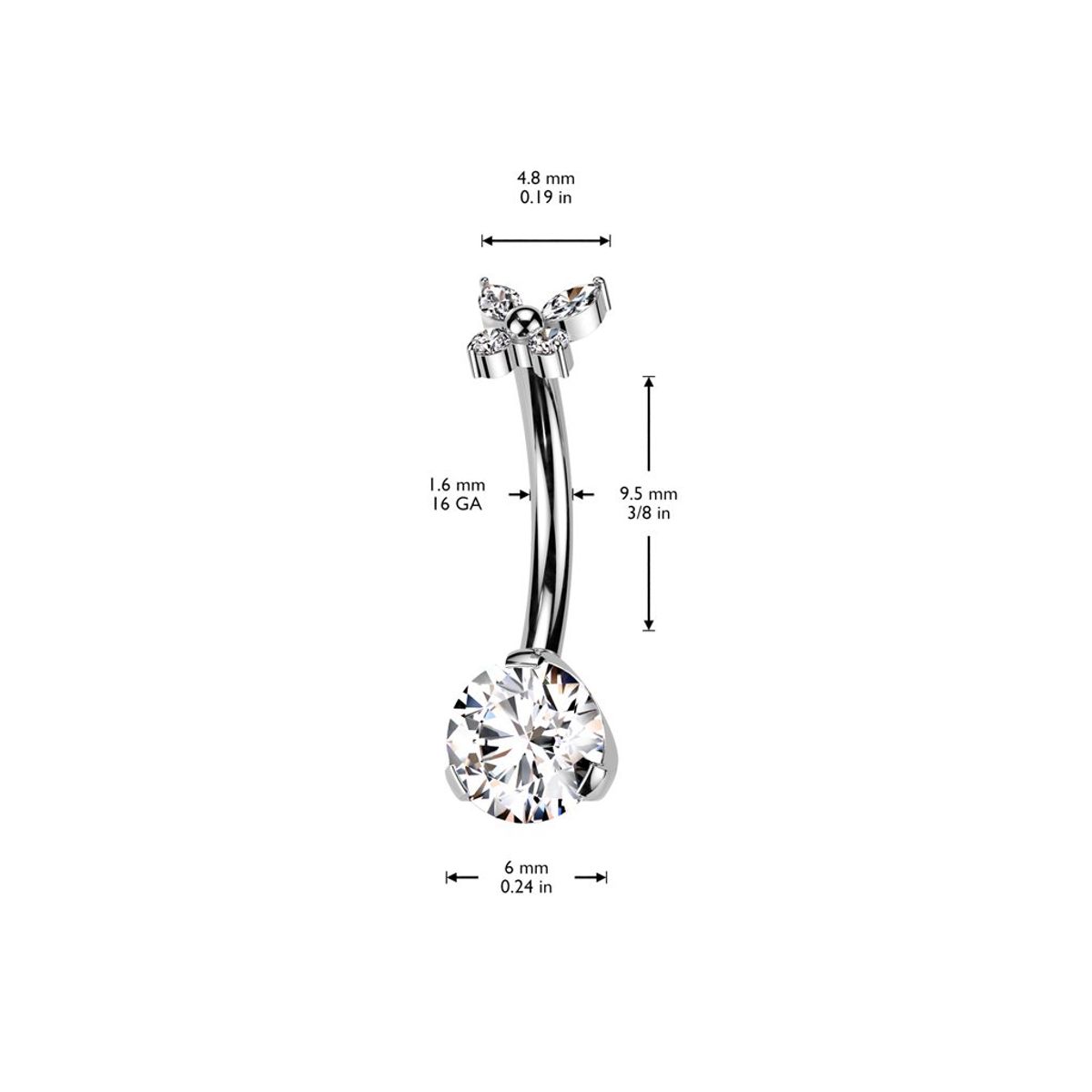 ADR JOYERIA CORPORAL - Piercing Ombligo Mariposa Titanio ADR Joyería Corporal