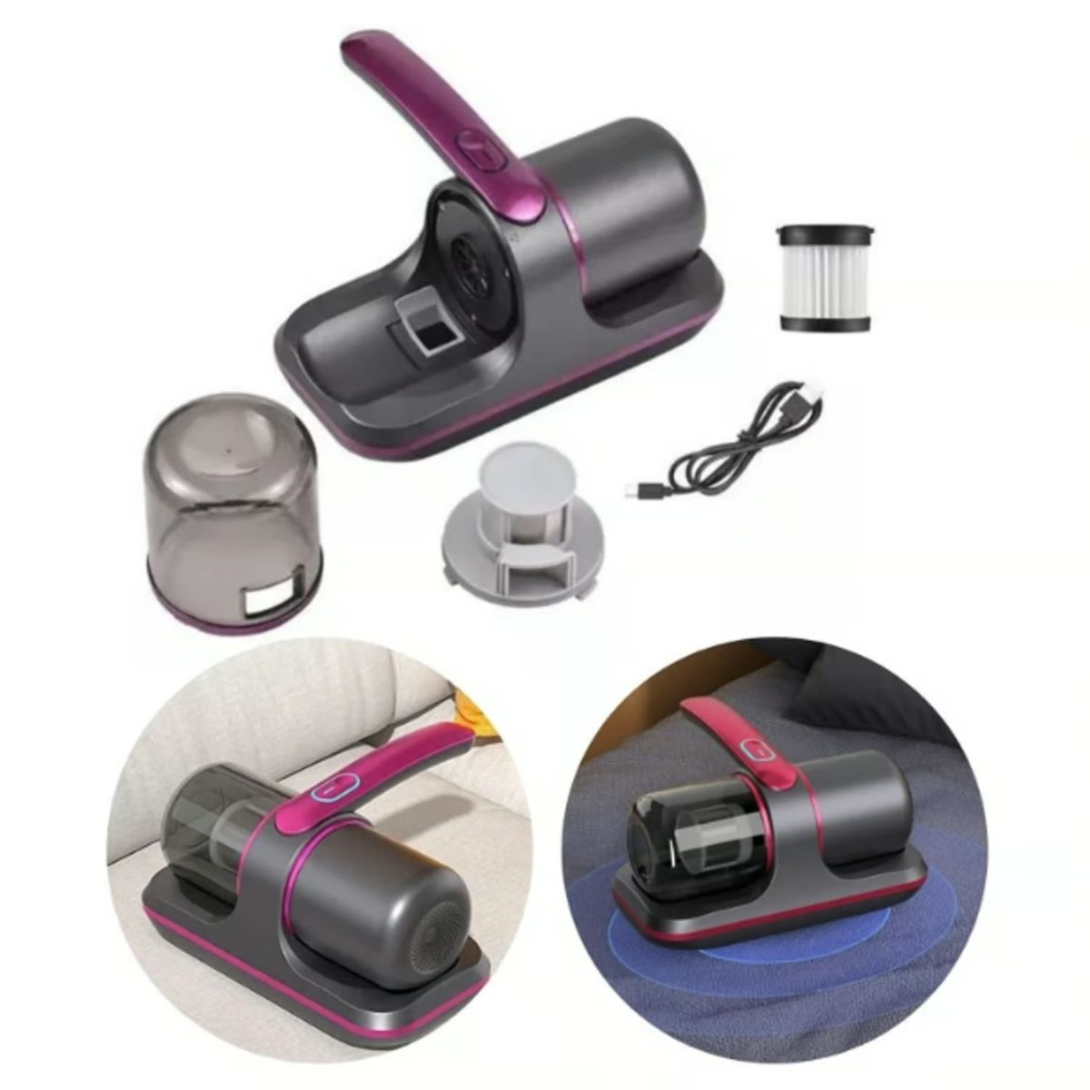 OEM - Aspiradora Inalámbrica Anti Ácaros con Luz UV