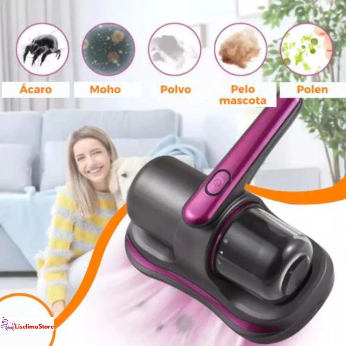 OEM - Aspiradora Inalámbrica Anti Ácaros con Luz UV