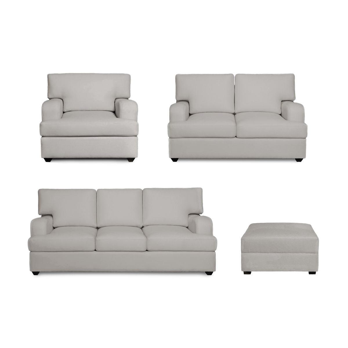 GENERICO - Juego de Sala Athina 3-2-1 + Banqueta Gris Plata