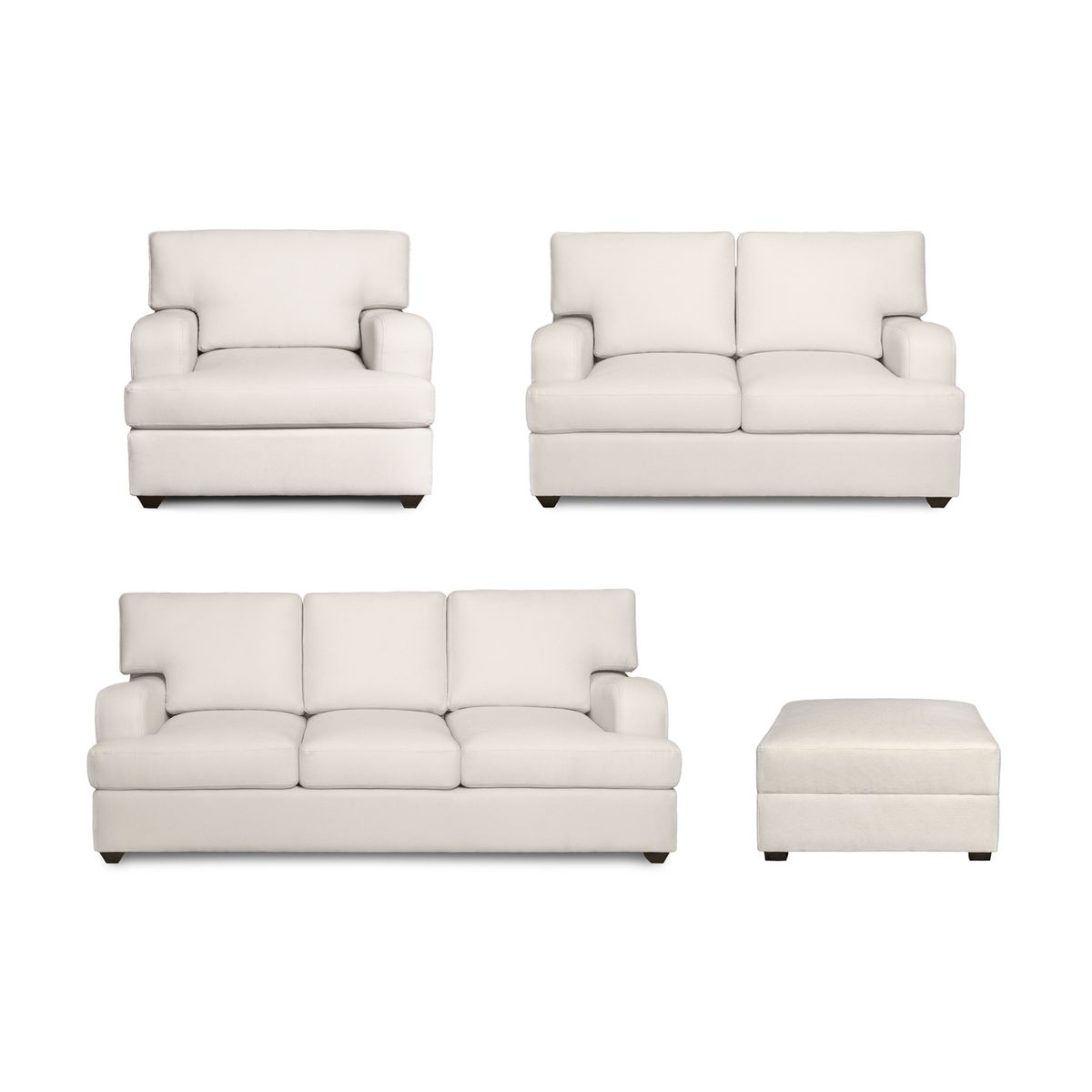 GENERICO - Juego de Sala Athina 3-2-1 + Banqueta Ivory