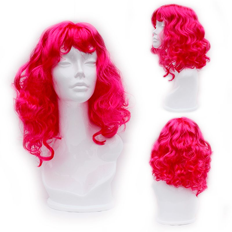 GENERICO - Peluca ARTIFICIAL Semi Larga Ondulada Color FUCSIA