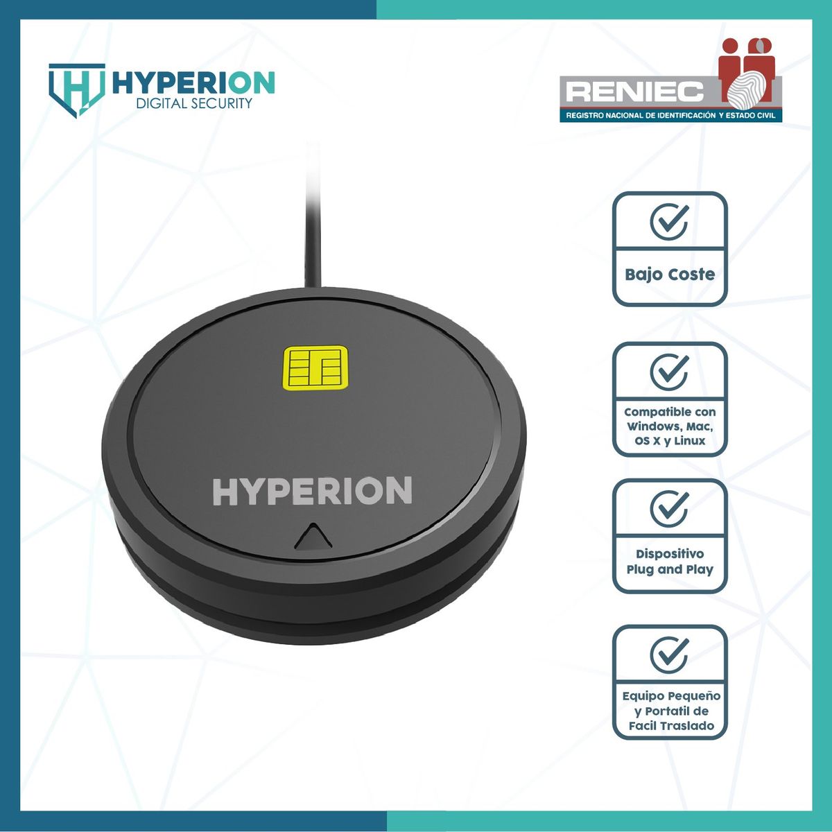 HYPERION DIGITAL SECURITY - Lector de dni electronico miniLector PRO compatible con dnie 3.0