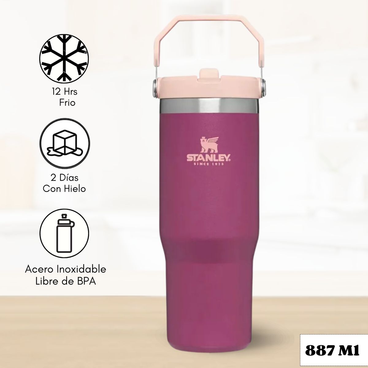 STANLEY - Flip Straw Tumbler Raspberry Stanley 887 Ml