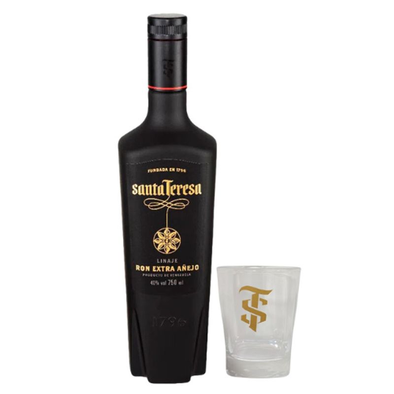 SANTA TERESA - Ron SANTA TERESA Extra Añejo Linaje Botella 750ml + 6 Vasos