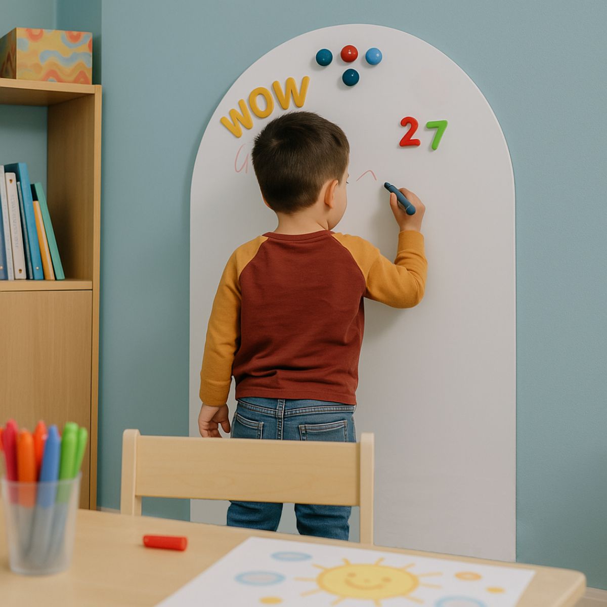 PZR PIZARRAS ADHESIVAS - Pizarra Adhesiva Magnética Infantil Arco Blanco 115 x 75 cm