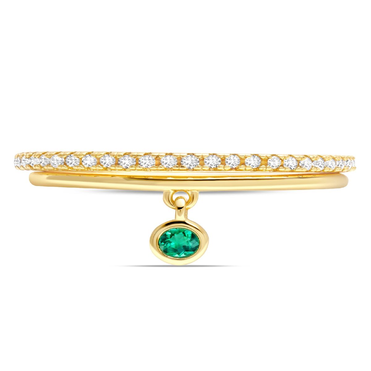 CRISLU - Anillos con dije de esmeralda - C de CRISLU