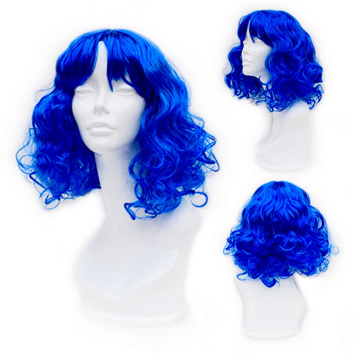 GENERICO - Peluca Artificial Semi Larga Ondulada Color Azul