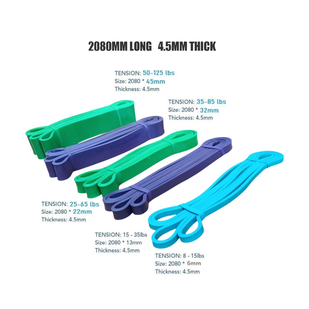 WINNER - Bandas Crossfit Ligas De Resistencia Set Completo 5 Unidades