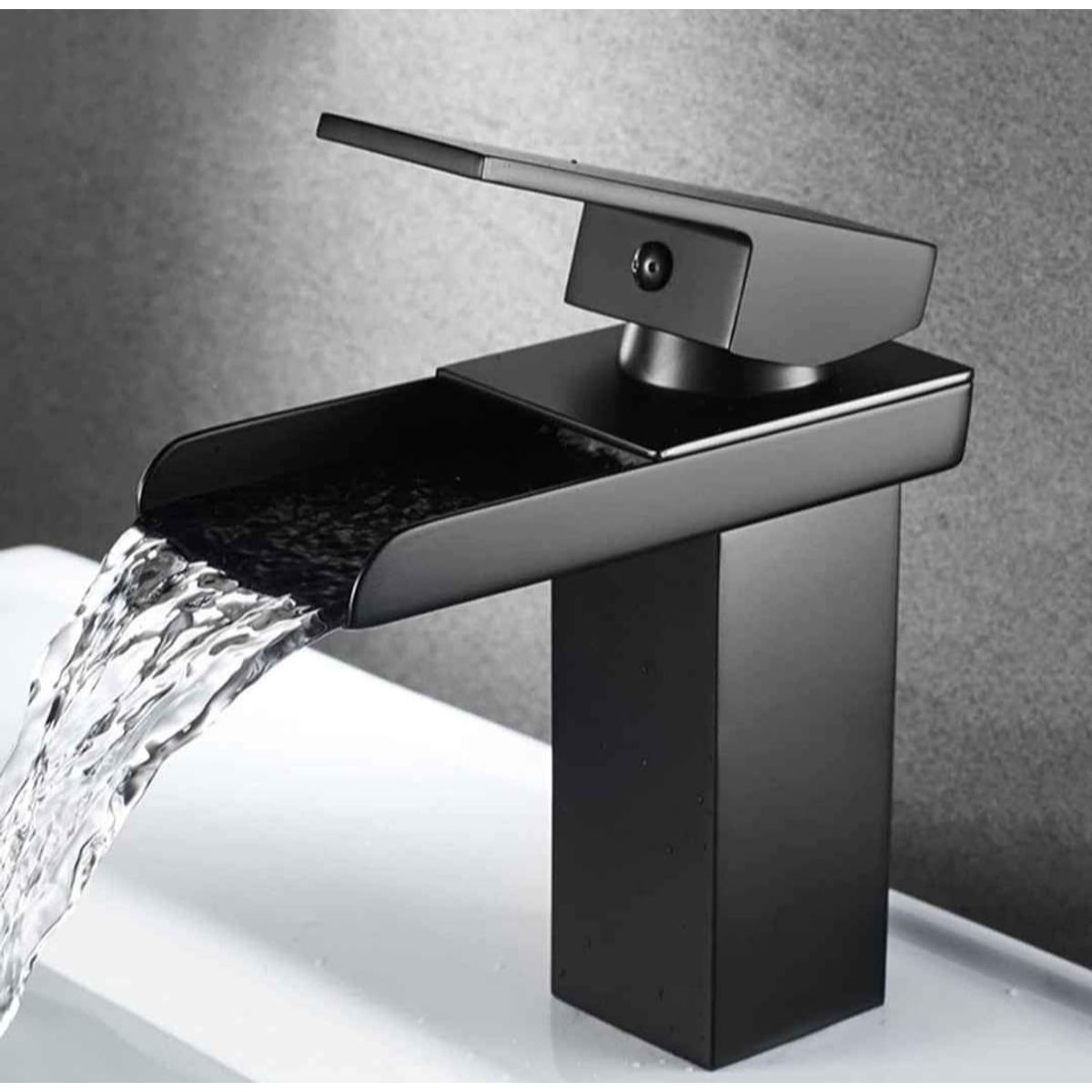 GENERICO - Grifo Llave Mezcladora Monomando Cascada Negro Mate de Acero