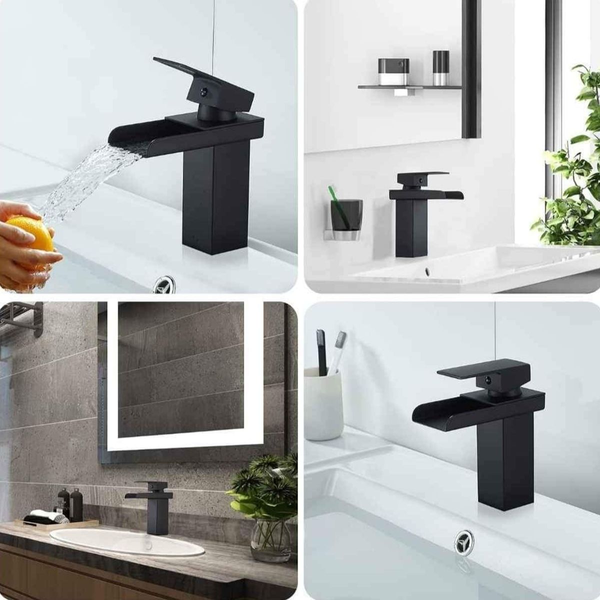 GENERICO - Grifo Llave Mezcladora Monomando Cascada Negro Mate de Acero