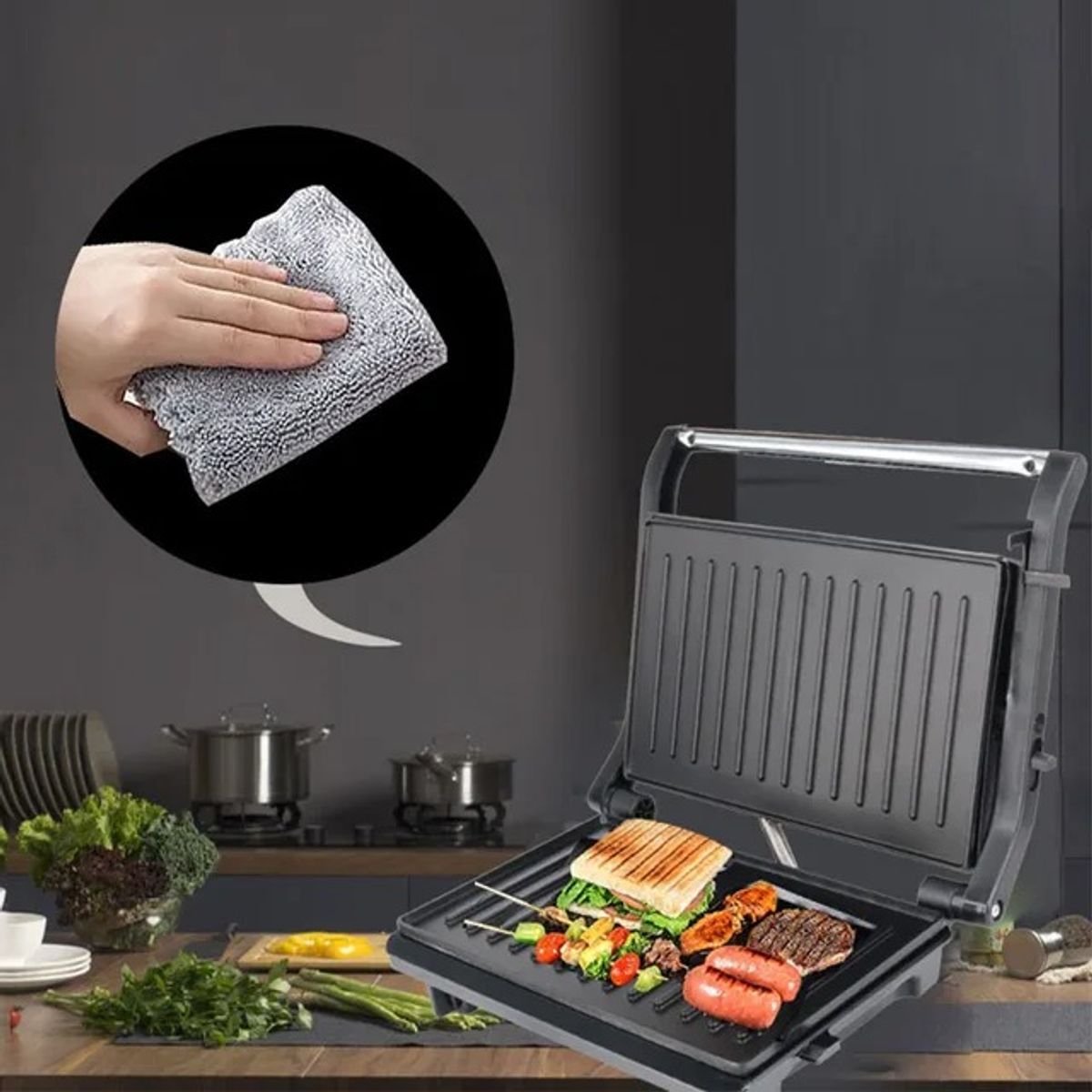 OEM - Grill Electrico Parrillero Portatil Antiadherente Chorizo Carnes