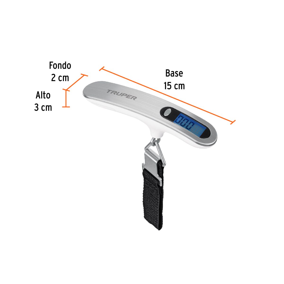 TRUPER - Balanza electrónica para equipaje maletas 50kg portatil Truper