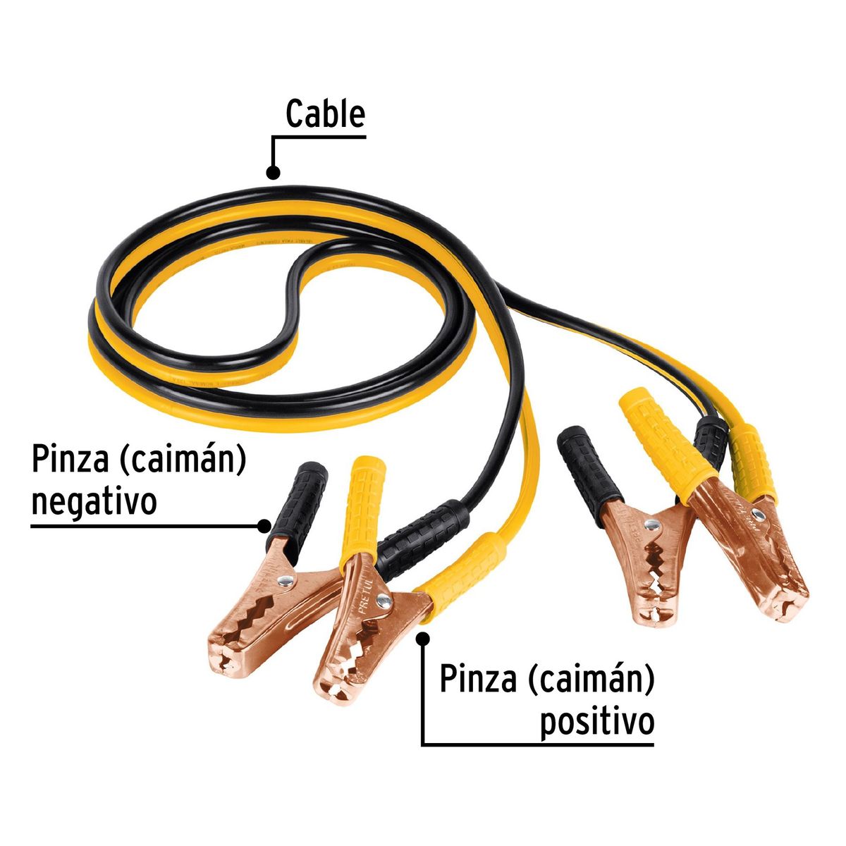 PRETUL - Cables pasa Corriente 25m 125A 10AWG con funda Pretul
