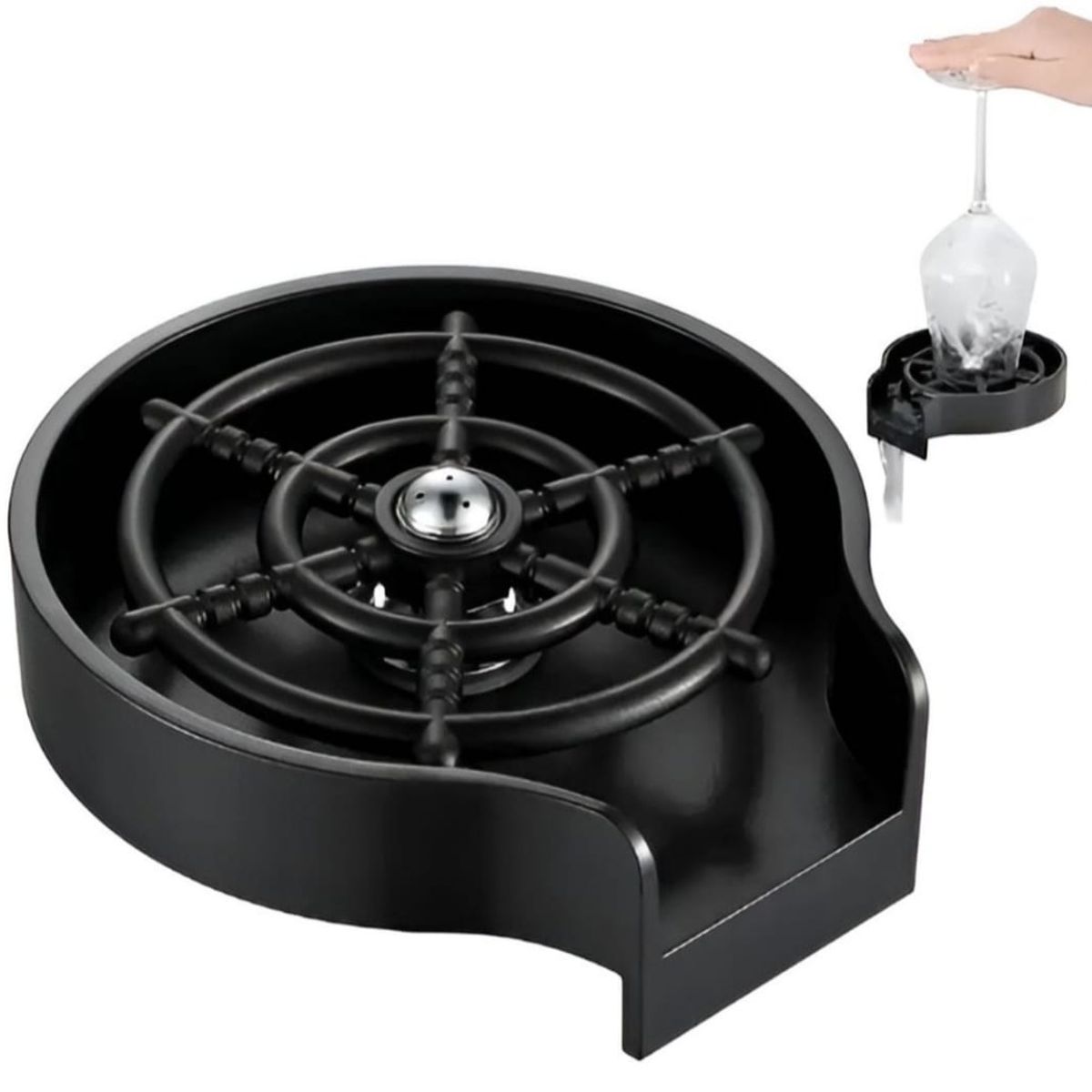 GENERICO - Lava Vasos o Copas para Lavadero Multifuncional de Cocina Negro mate