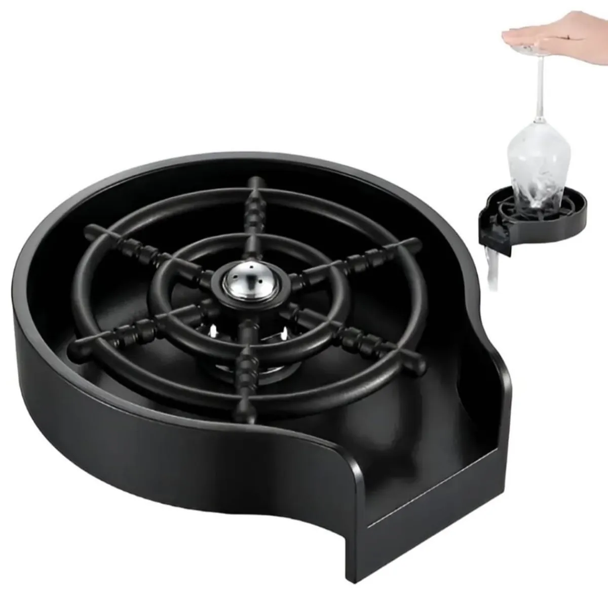 GENERICO - Lava Vasos o Copas para Lavadero Multifuncional de Cocina Negro mate