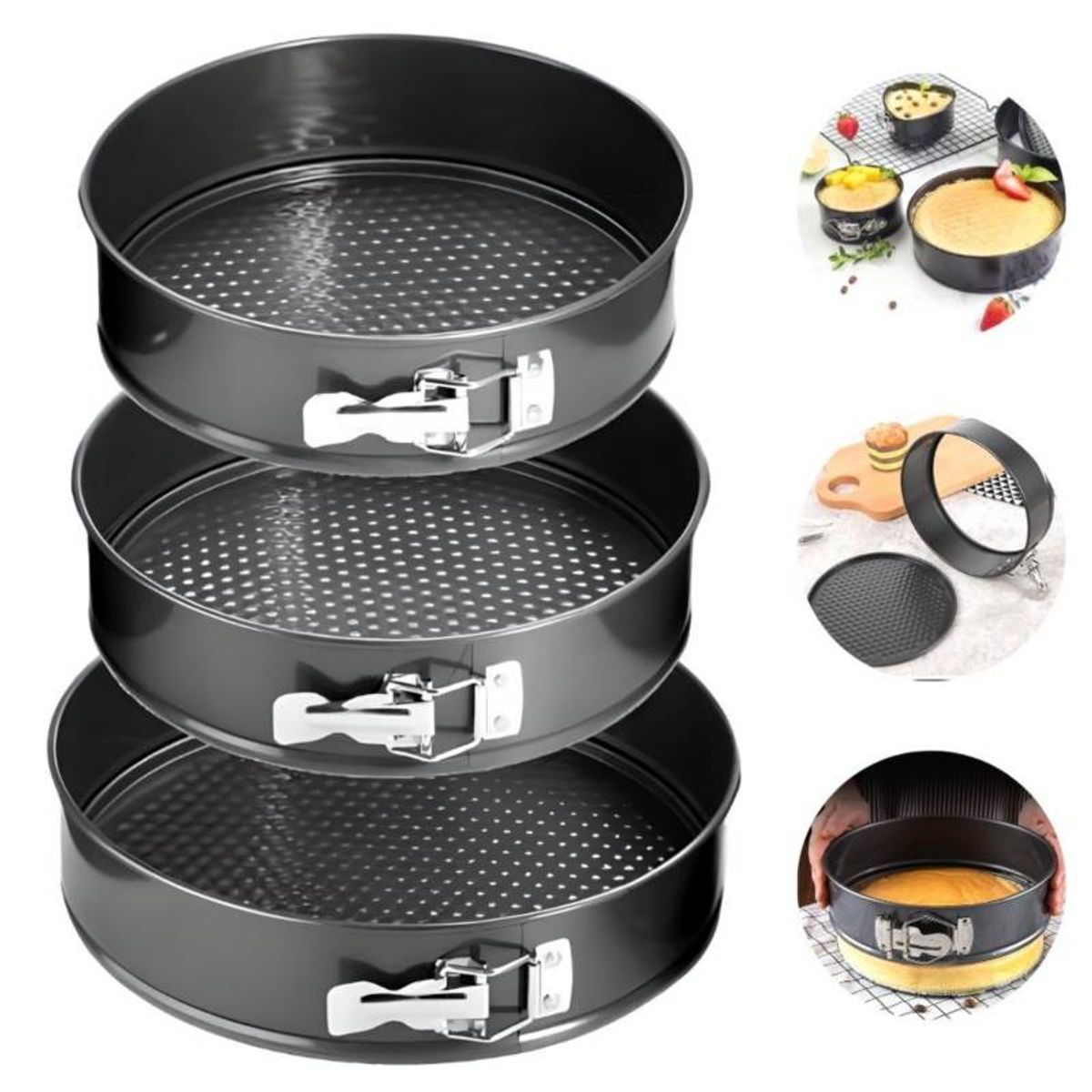 OEM - Kit 3 Moldes para Pasteles Kekes Desmontable Antiadherente Reposteria