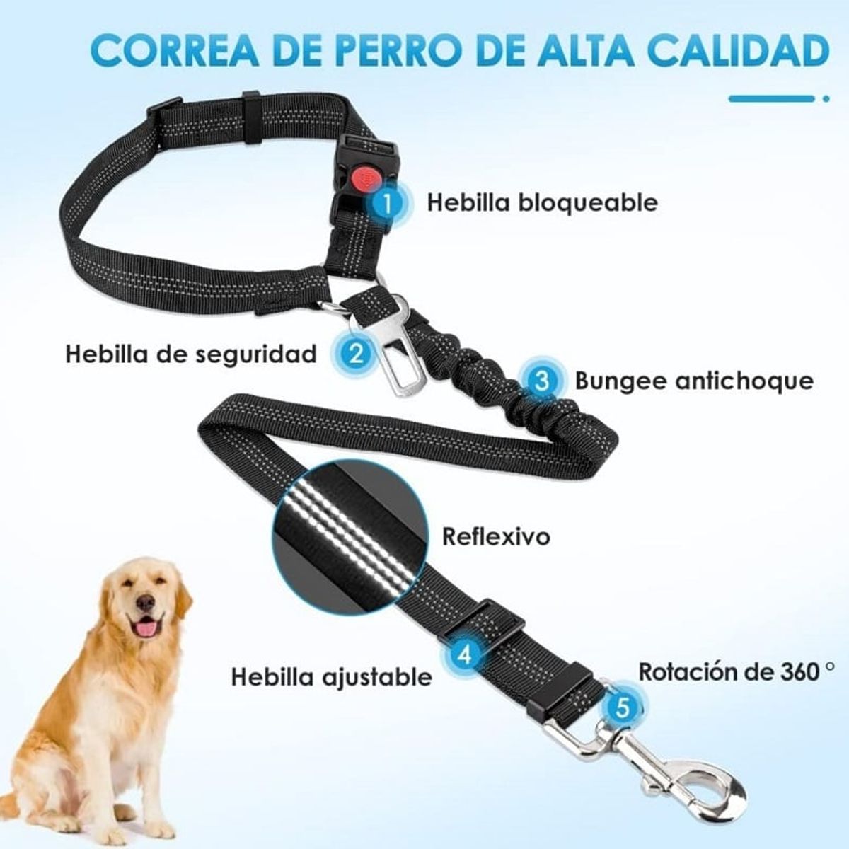 GENERICO - CINTURON DE SEGURIDAD PARA MASCOTAS + REGALO INCLUIDO