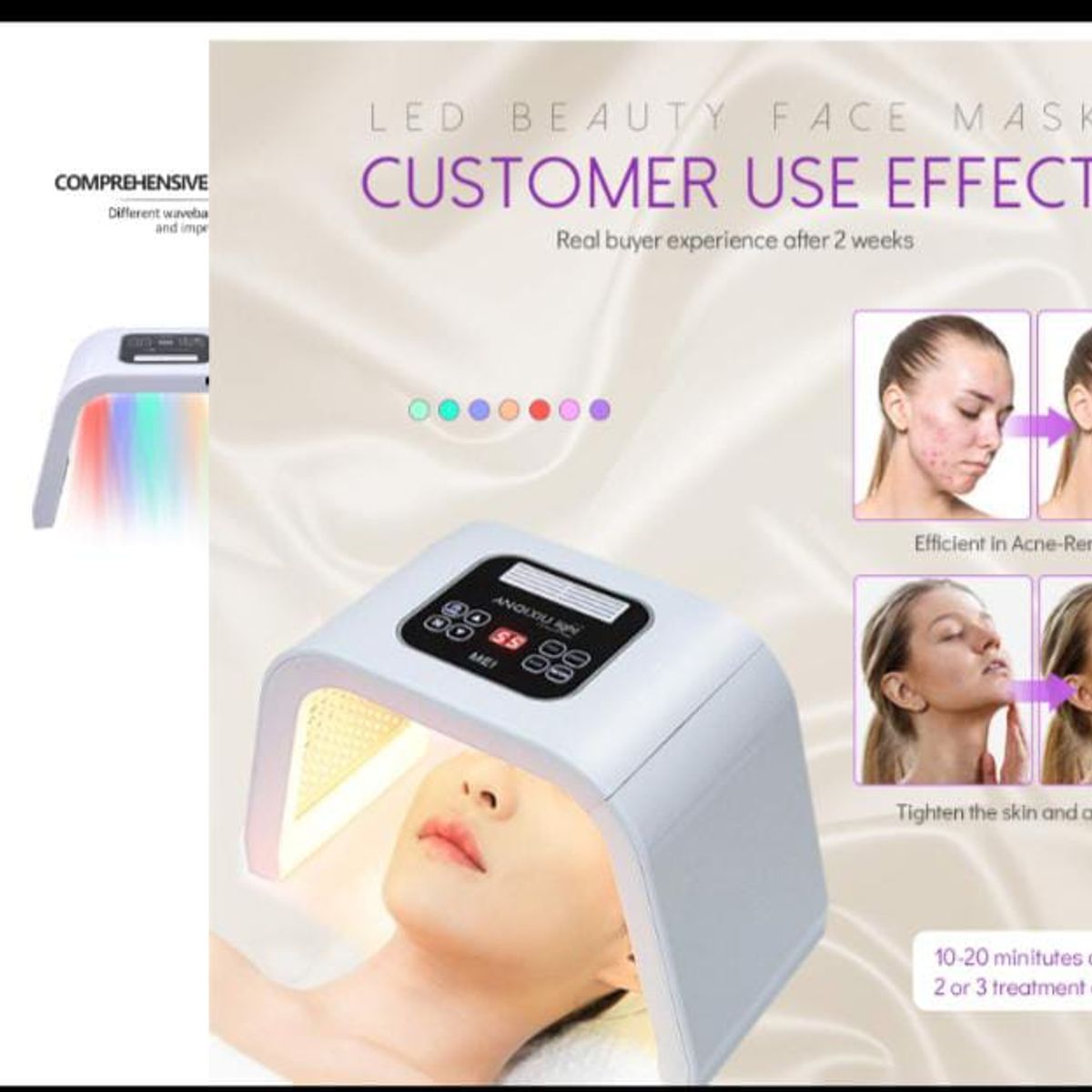 GENERICO - Máscara facial LED, lámpara de 4 fotones LED PDT