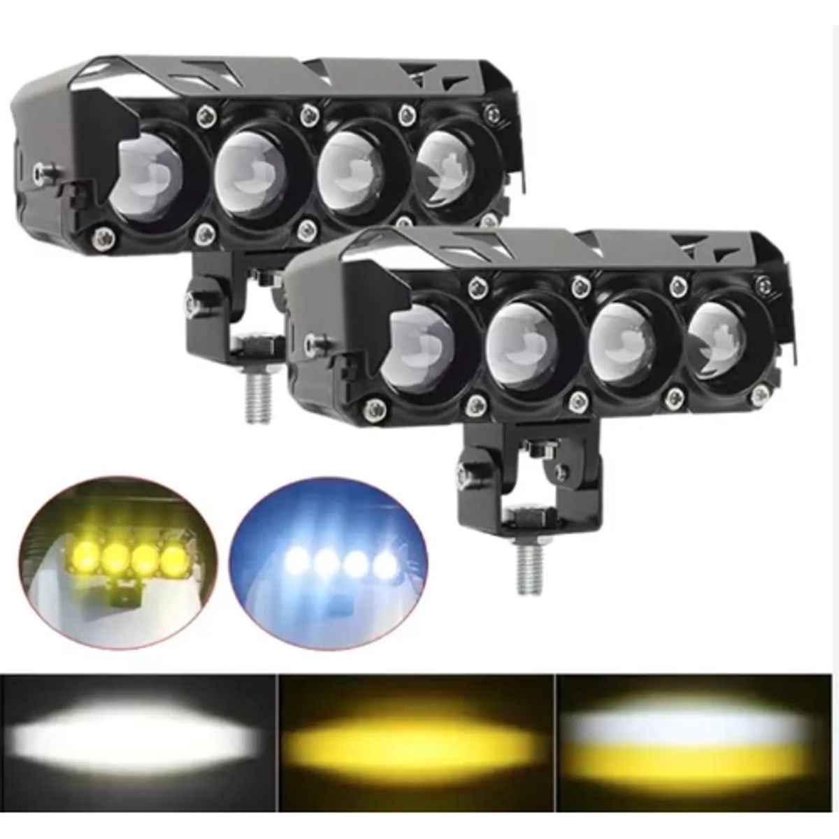 GENERICO - Faro Led Neblinero Ultra Potente 4 Lupa Blanco Amarillo