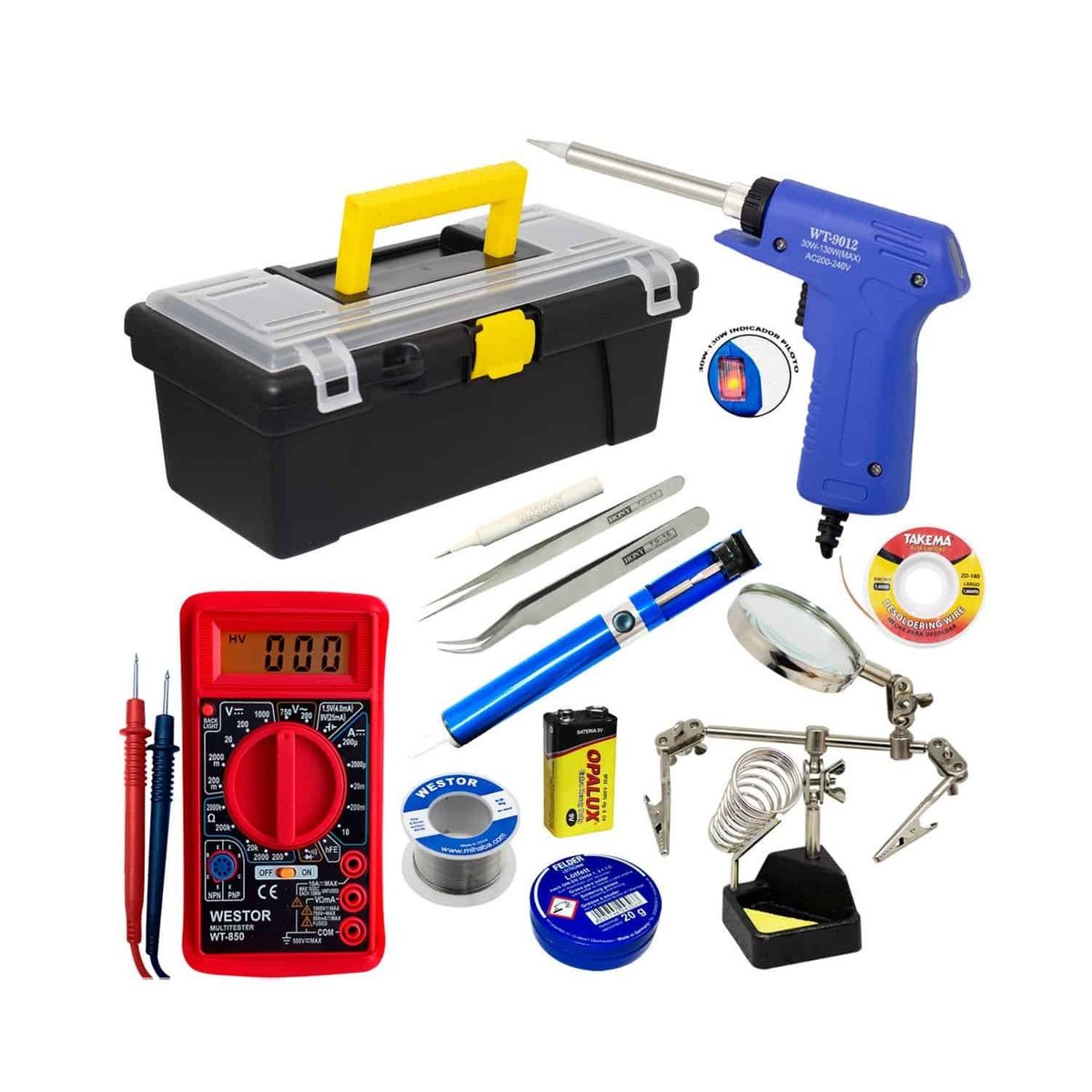 WESTOR - Kit Cautín + Multímetro Multitester + Soporte etc WESTOR-KIT-12