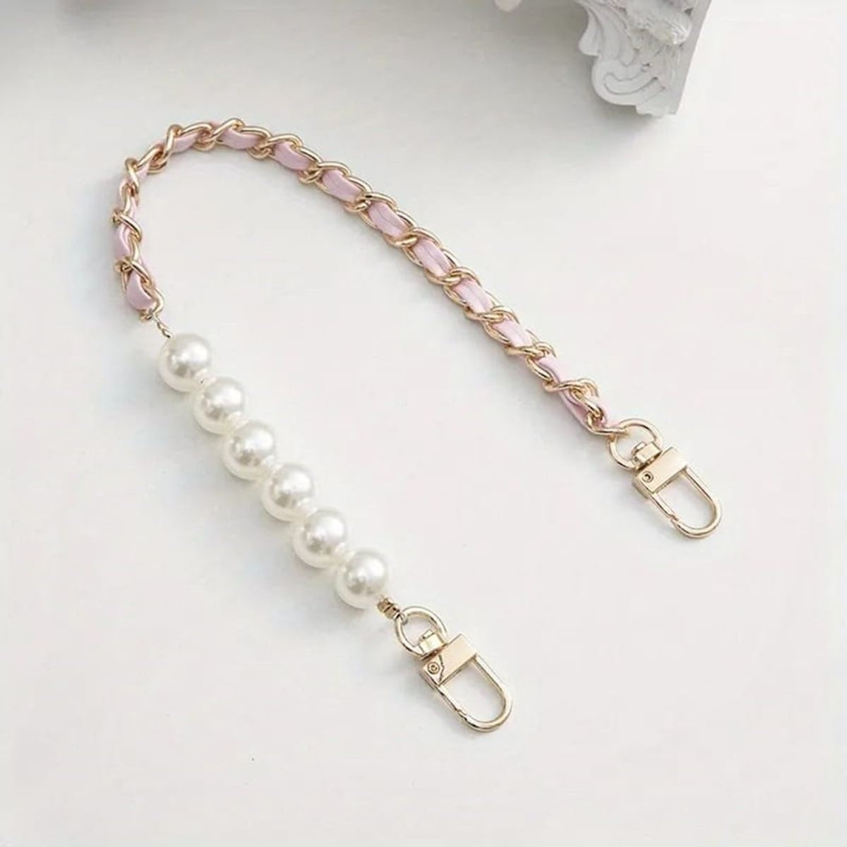 GENERICO - Cuerda De Teléfono Móvil Con Correa Cruzada de perlas Rosa