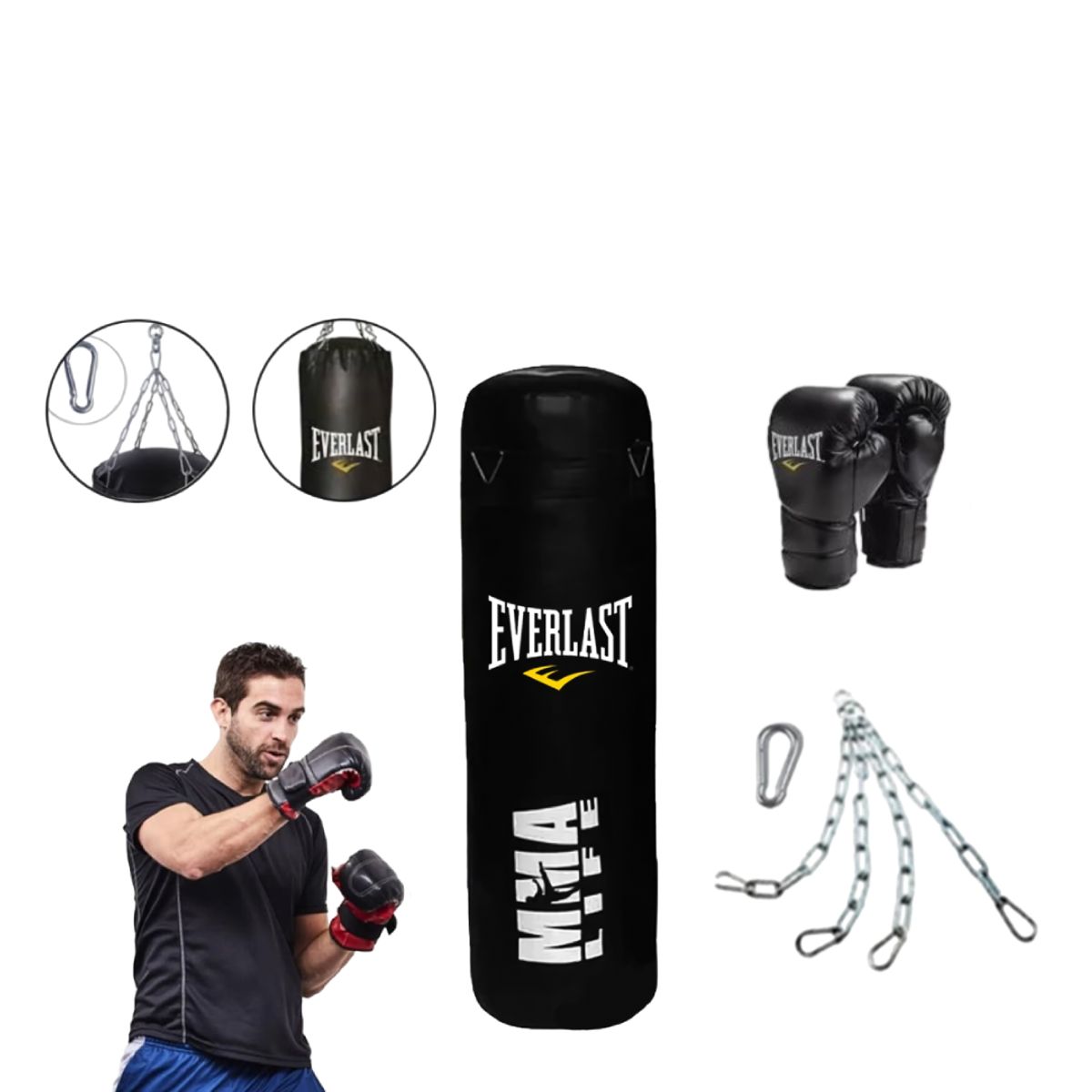HOLGU - Saco de box de 1 Metro + Cadena + Guantes de box