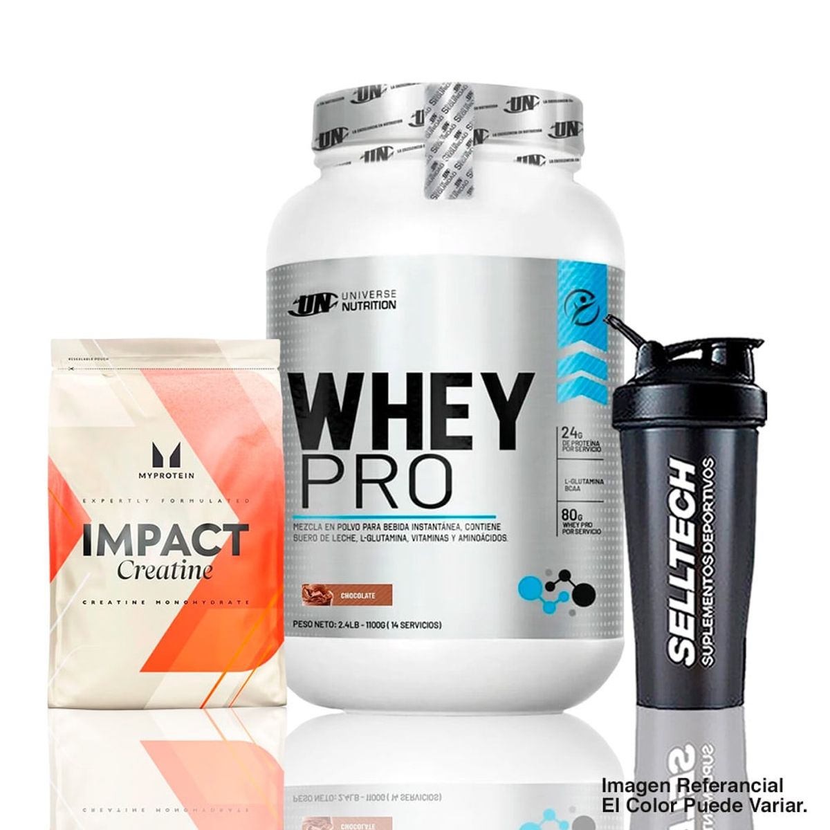 UNIVERSE NUTRITION - Whey Pro 1.1 kg Chocolate+Creatina Myprotein 250gr+Shaker