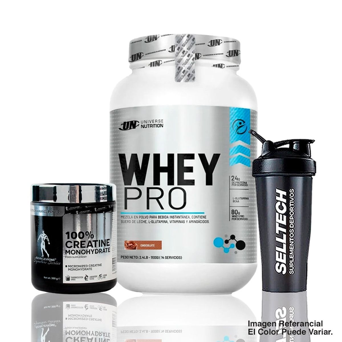 Universe Nutrition - Whey Pro 1.1 kg Chocolate+Creatina Kevin Levrone 300gr+Shaker