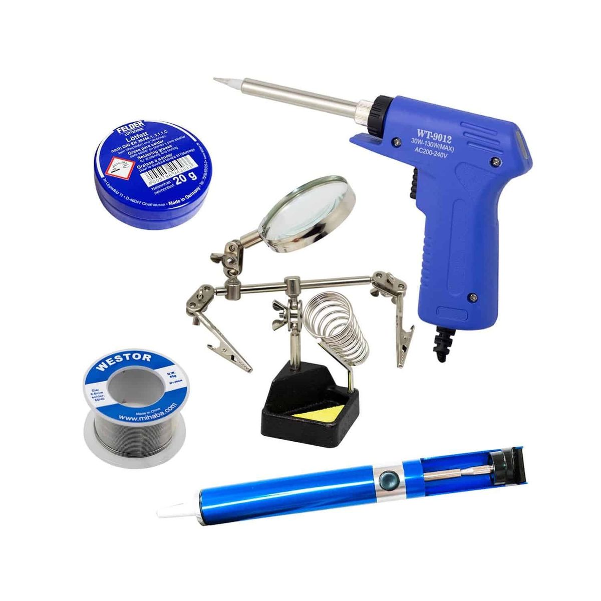 WESTOR - Kit Cautín + Soporte + Succionador + Pasta + Estaño MIHABA-WWZKM5