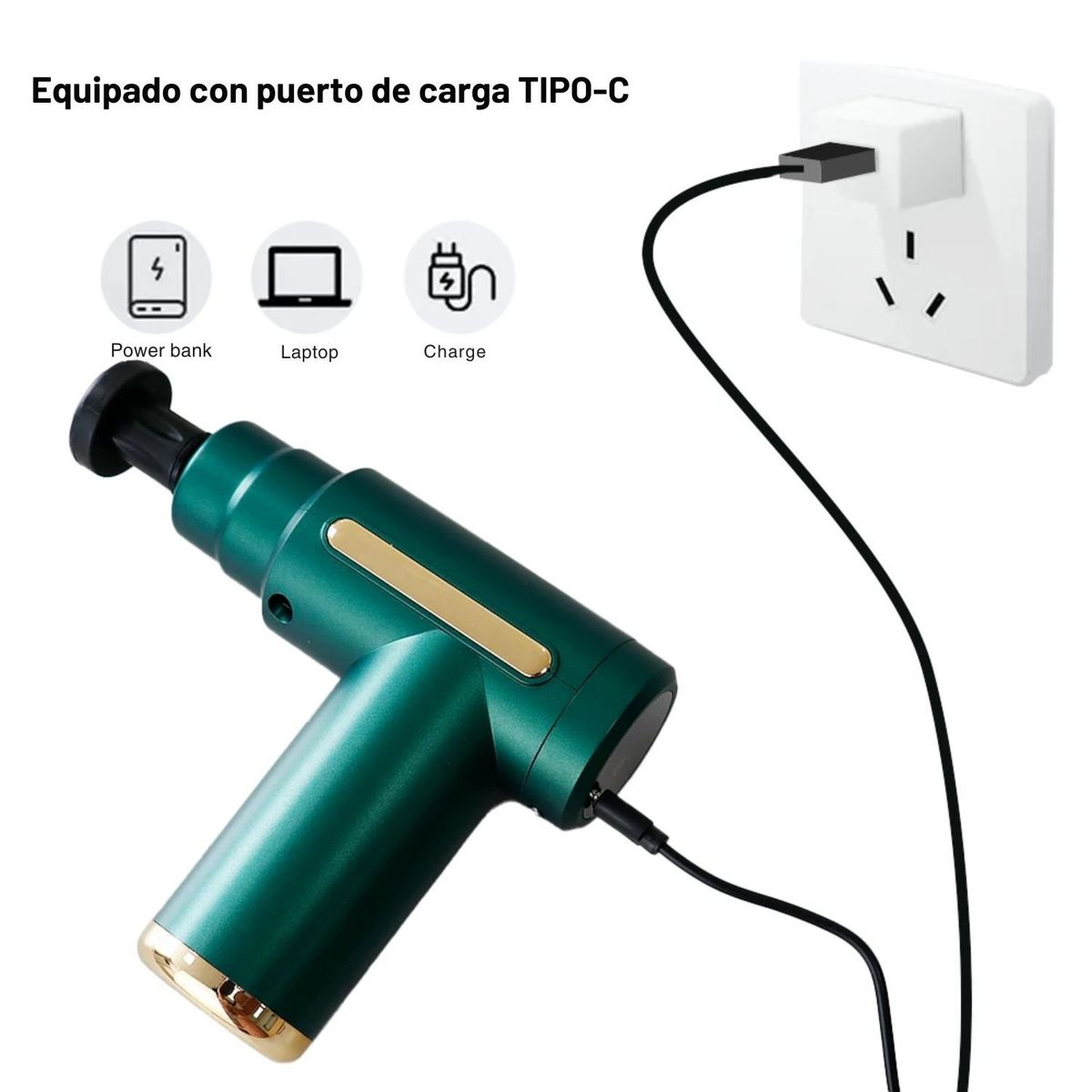 MASSAGE GUNS - Pistola de Vibración para Aliviar el Dolor Muscular Portatil-VERDE