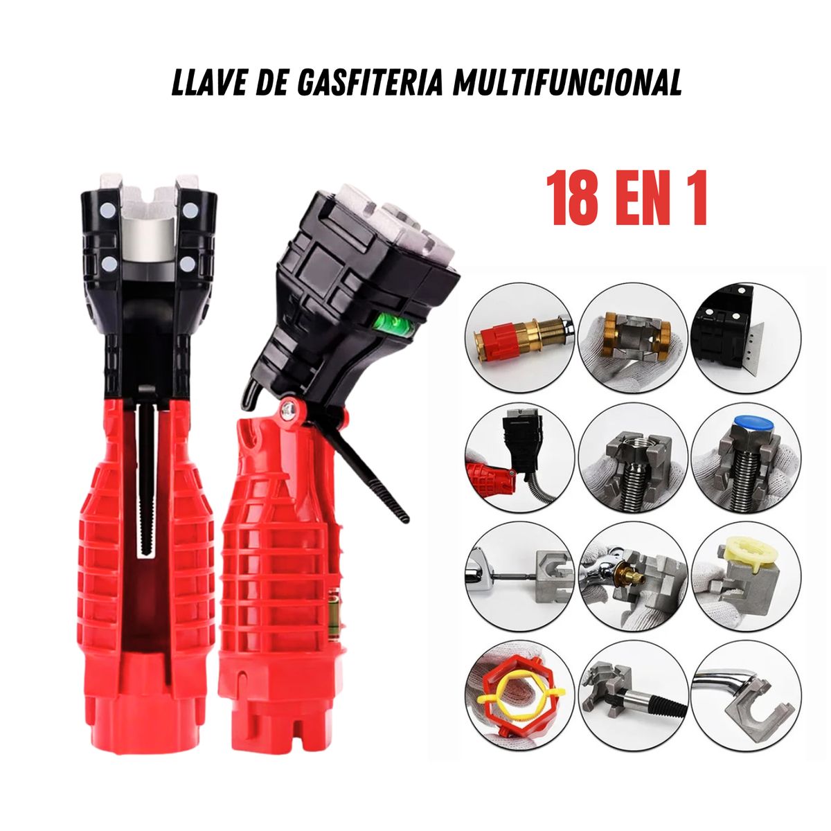OEM - Multiusos Llave de Gasfiteria 18 en 1