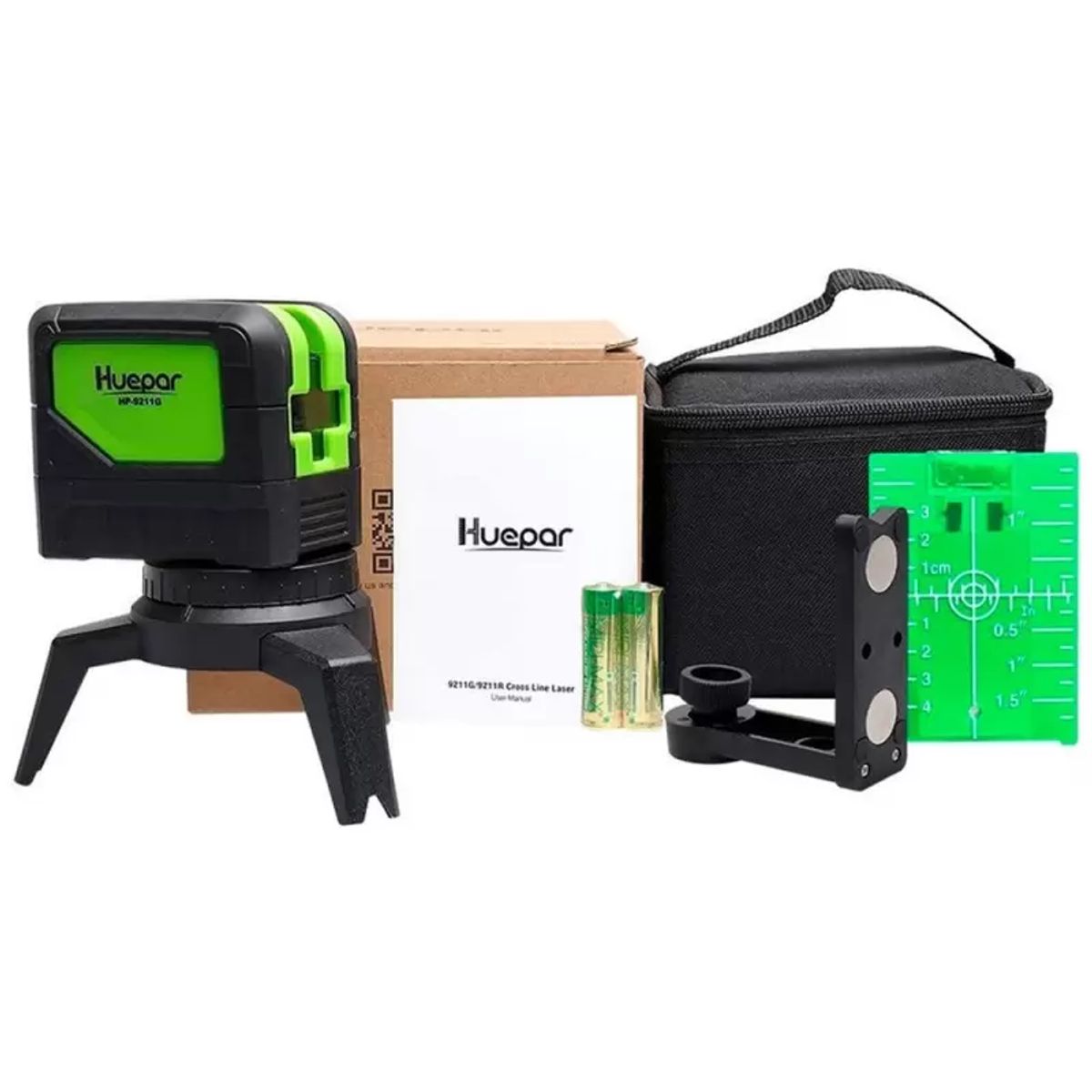 HUEPAR - NIVEL LASER HUEPAR 9211G DE 2 LINEAS CON PLOMADA LUZ VERDE