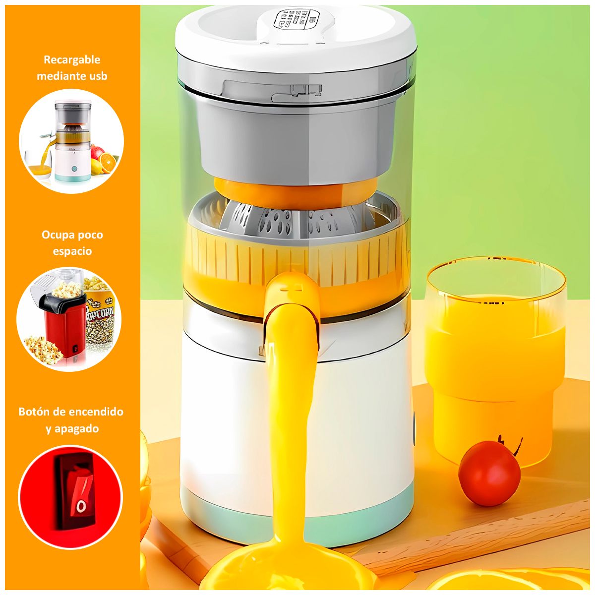 GENERICO - Exprimidor Eléctrico de Frutas + Pop Corn